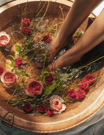 Rose petal footbath ritual